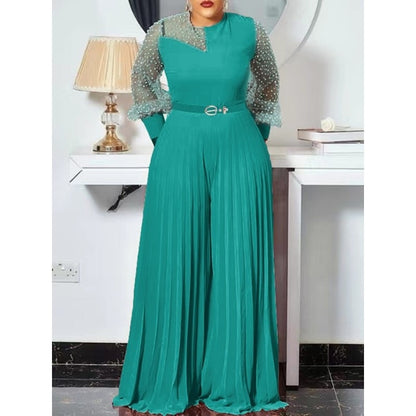 S-5xl Tenues D'automne Femmes Rose Mode Grande Taille Combinaison Mince Plissée À Manches Longues Barboteuses Vêtements Élégants En Gros Livraison Directe 