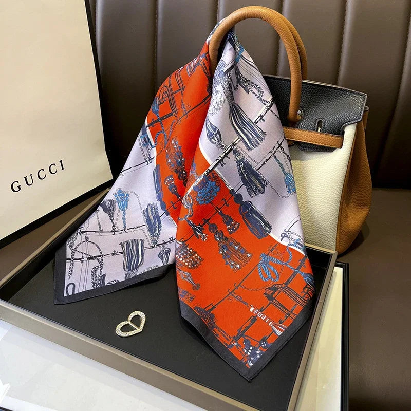 Square 100% Real Silk Scarf Women Bufanda Shawls Wraps for Lady Neckerchief Natural Foulard Femme Bandana Scarves Pashmina 2023 19175 68x68cm