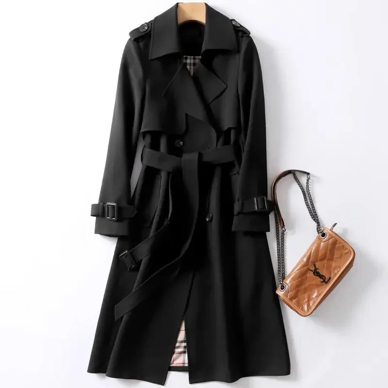 Autumn Elegant Long Women Trench Lace Up Waist Casual Solid V Neck Overcoat Plus Size Long Sleeve Windbreaker Female Trench 1 6