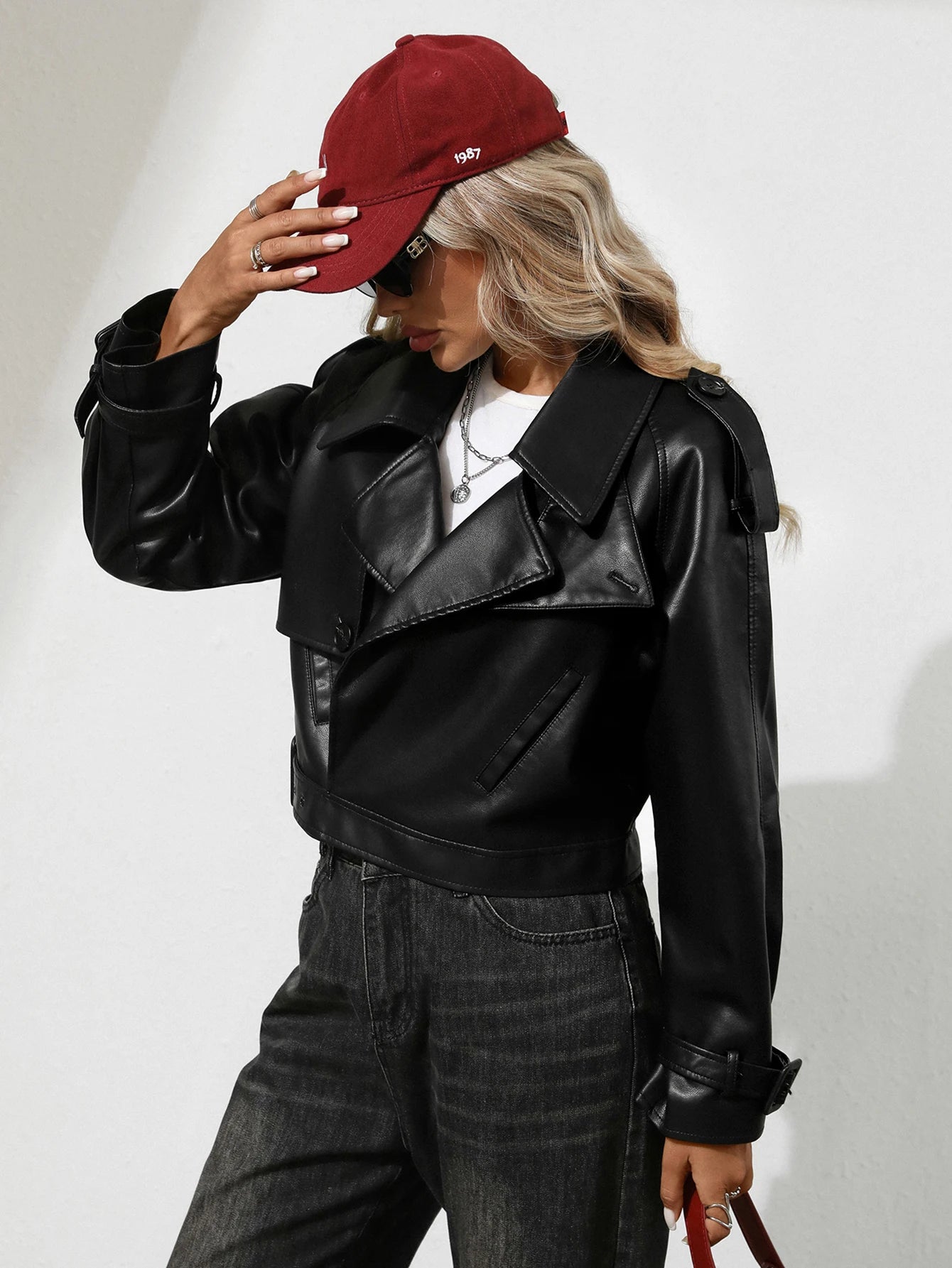 Fitaylor Women Faux Leather Jacket Lady Lapel Motorcycle Leather Outwear Casual Light Green Coat