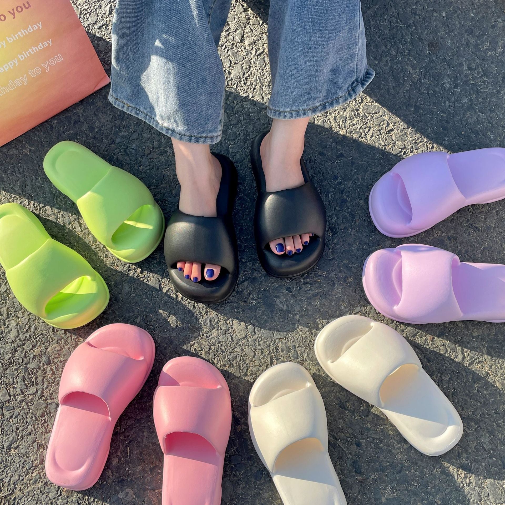 Summer Women Slippers 2024 New Fashion Thick Slides Thick Sole Open Toe Outdoor Beach Walking Eva Casual Summer Platform Sandals