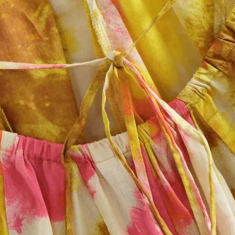 Floral Printed Beach Dress Women Mini Sexy Deep V-neck Backless Halter Female Dresses Summer Vacation Sleeveless Short Robe