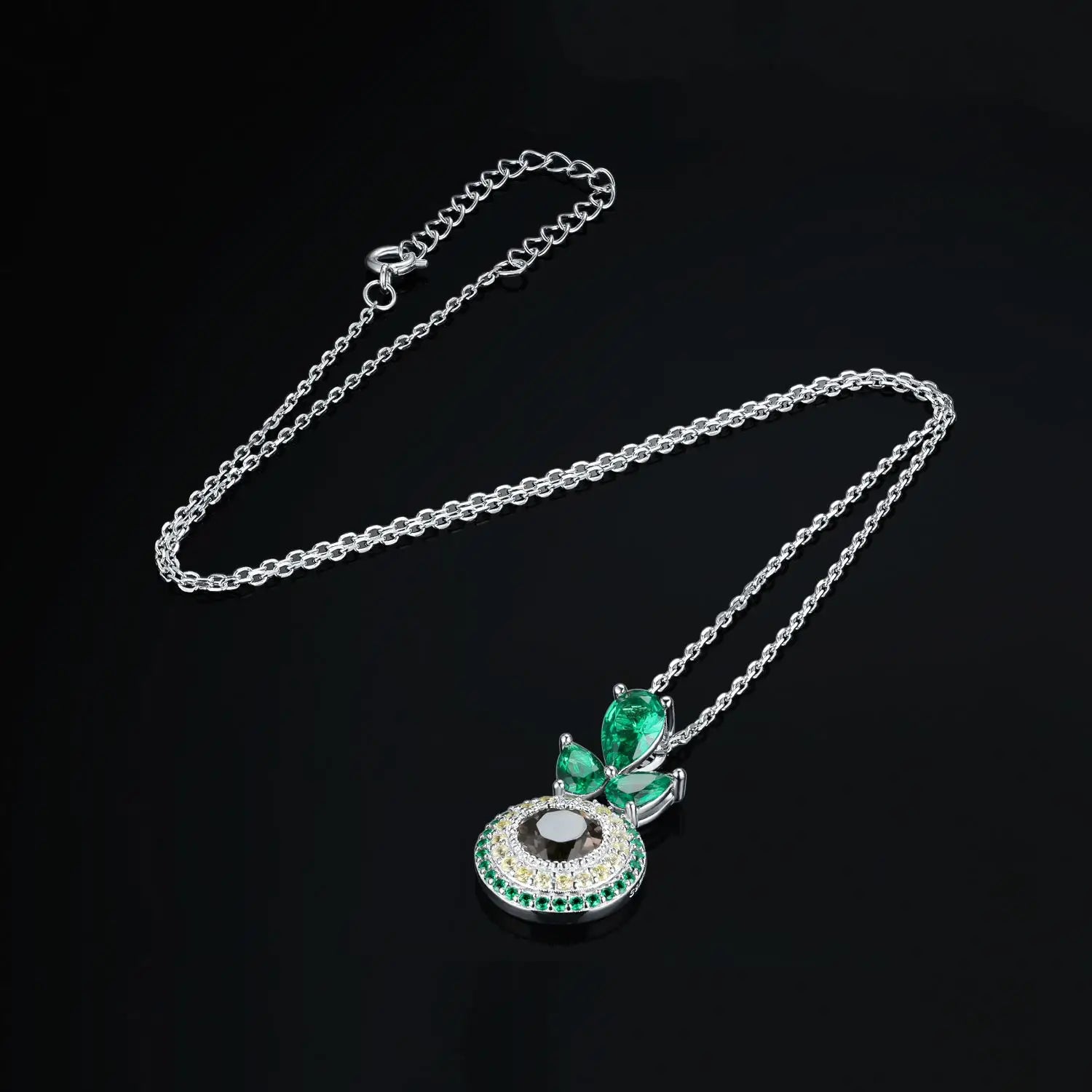 JewelryPalace Avocado 4.5ct Natural Smoky Quartz 925 Sterling Silver Pendant Necklace for Woman Trendy Gift No Chain