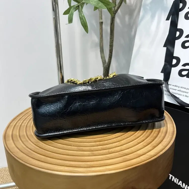 Fashionable And Trendy Women's Crossbody Bag, Classic PU Leather, Women's Shoulder Bag, Simple Chain Strap, Square Wallet