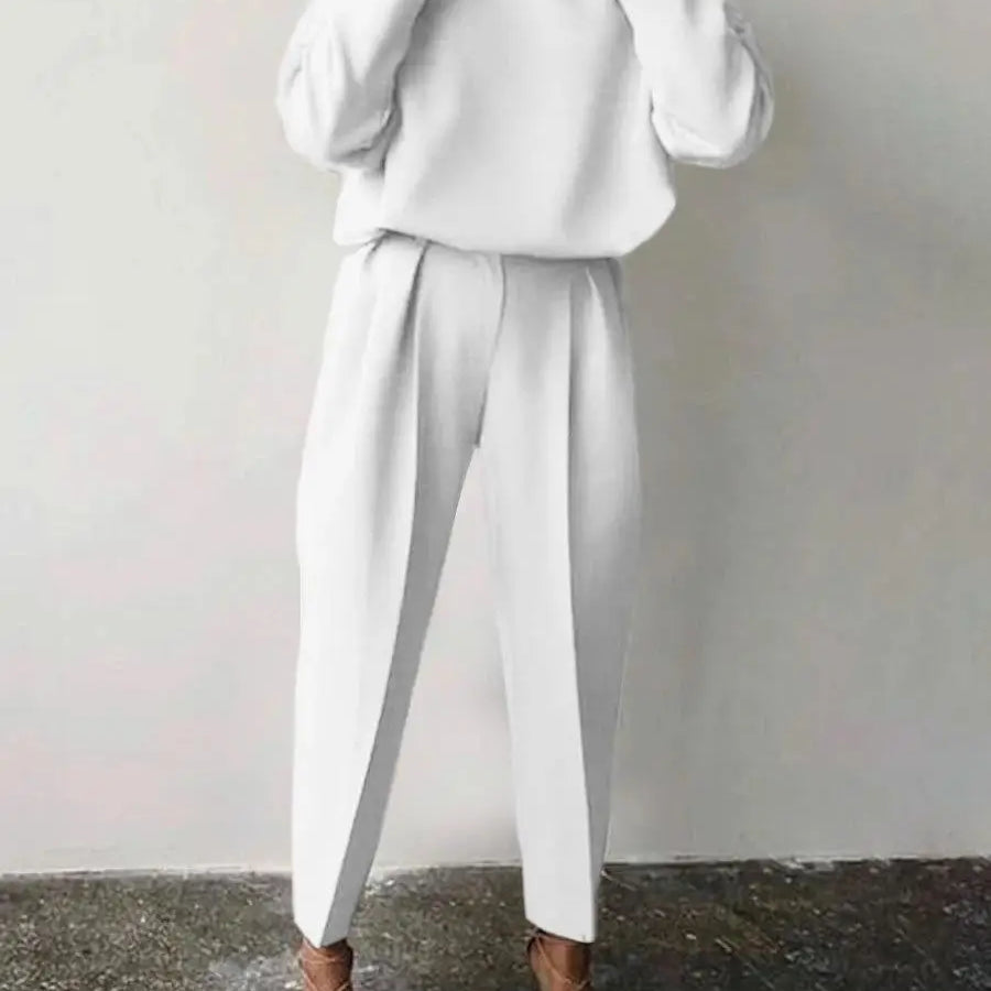 2 Piece Sets Women Outfits Simple Solid Tracksuit Drawstring Sportswear Joggers 2pcs Sets Spring Autumn Winter Clothing 3xl White