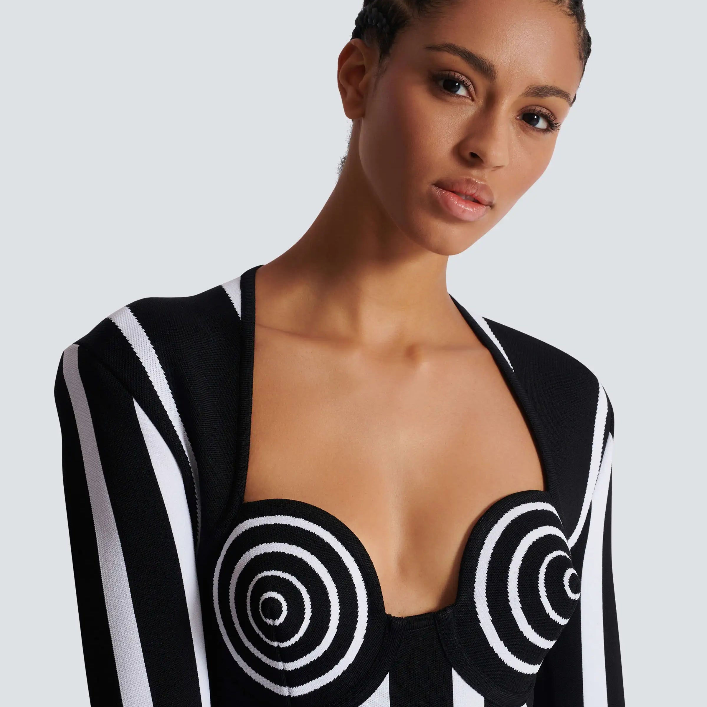 Women Long Sleeve Sexy Square Collar Bodycon Mini Bandage Dress Striped Elegant Evening Party Dress