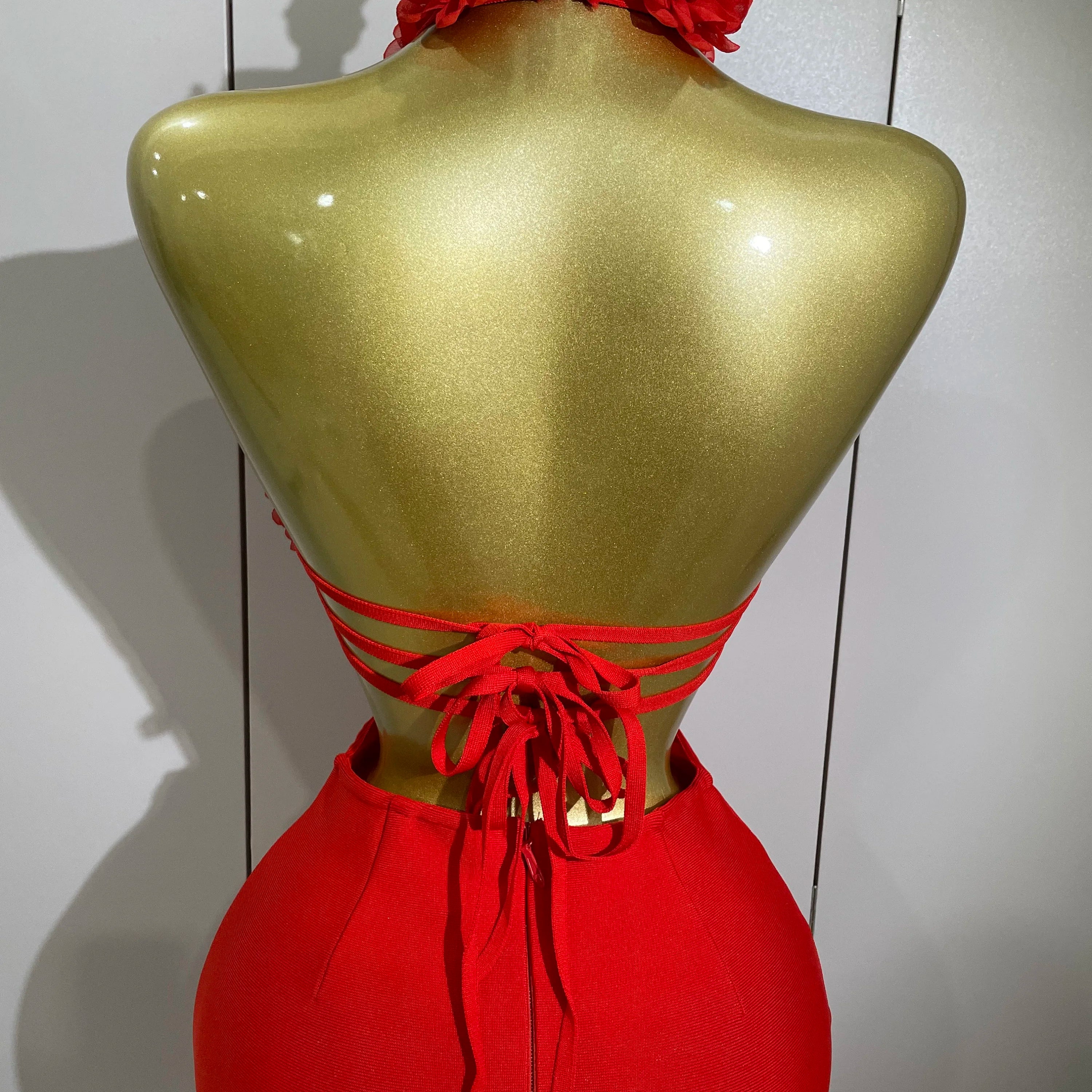 Women Celebrity Sexy Halter Backless Flower Long Bandage Bodycon Dress 2025 Luxury Birthday Dress Elegant Evening Party Outfit