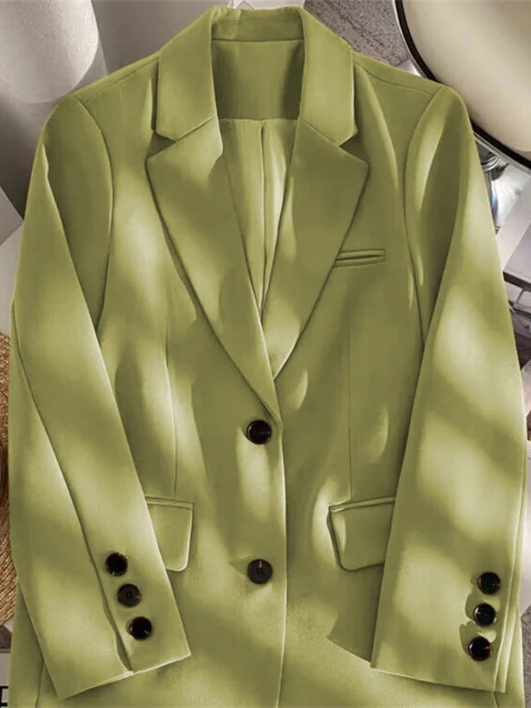 Women Jackets Pink Small Suit Women's Coat Casual Small Loose Korean Version Small Suit Women's Design Sense Blazer Women Light green