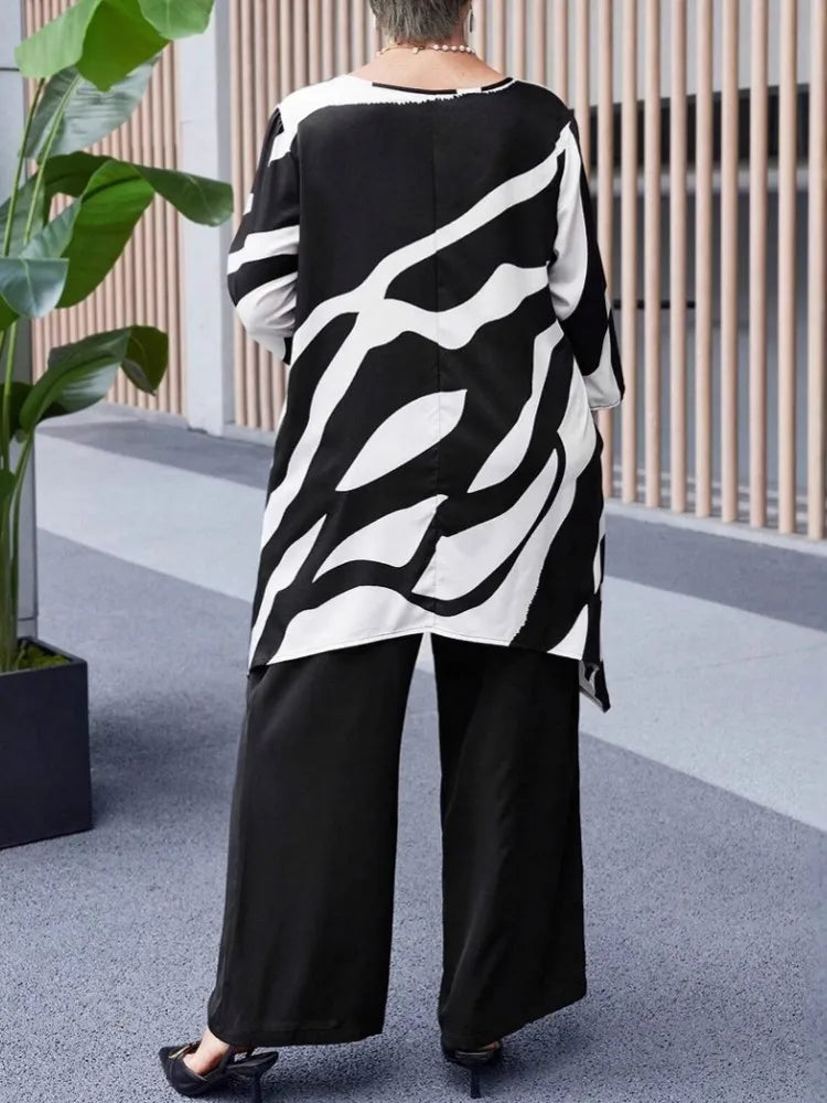 2 Piece Women Sets 2025 Plus Size Summer Matching Sets Print Two Pieces Sets Top And Pants Suits Outfits Clothing