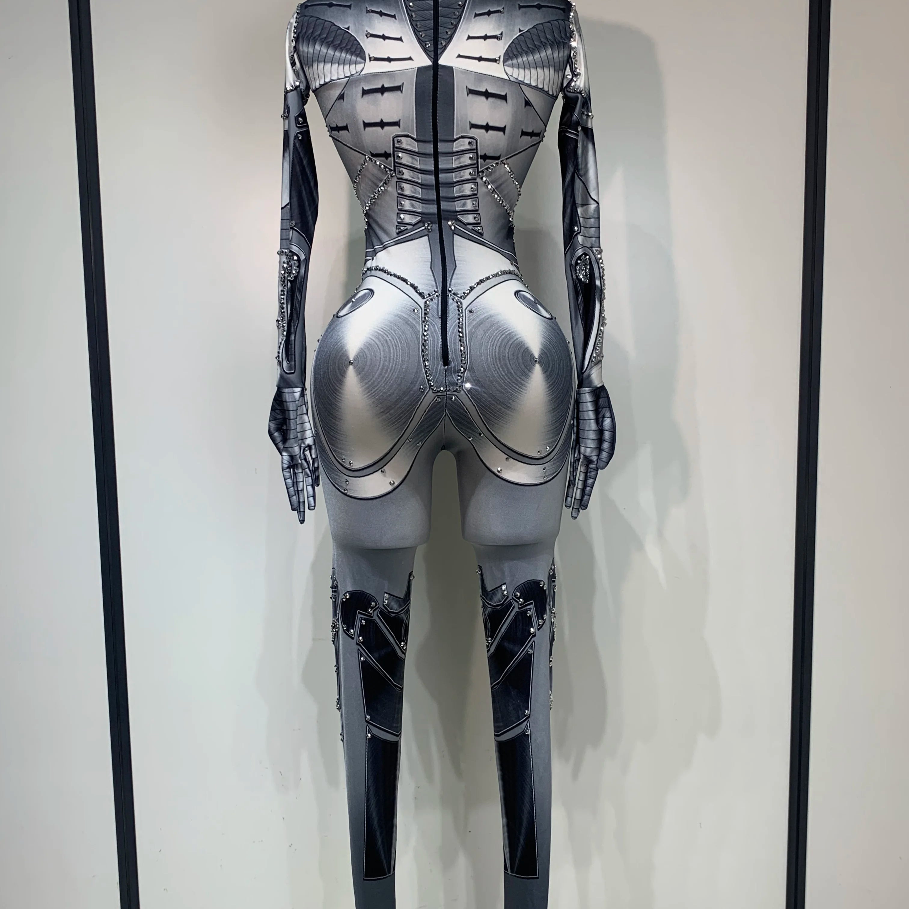 2025 Sexy Stretchy Performance Dance Nightclub Rompers Singer Stage Wear Sparkly Rhinestones Jumpsuit Gloves for Women Costume