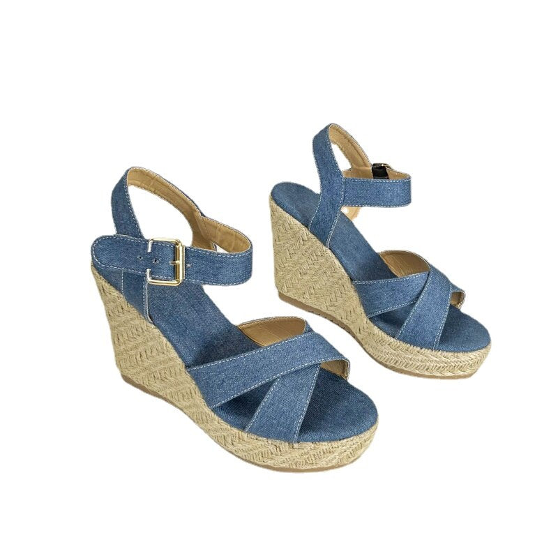 Wedge Sandals for Women 2024 Ankle Strappy Cute Shoes Open Toe Platform Womens Sandals Casual Summer High Heels