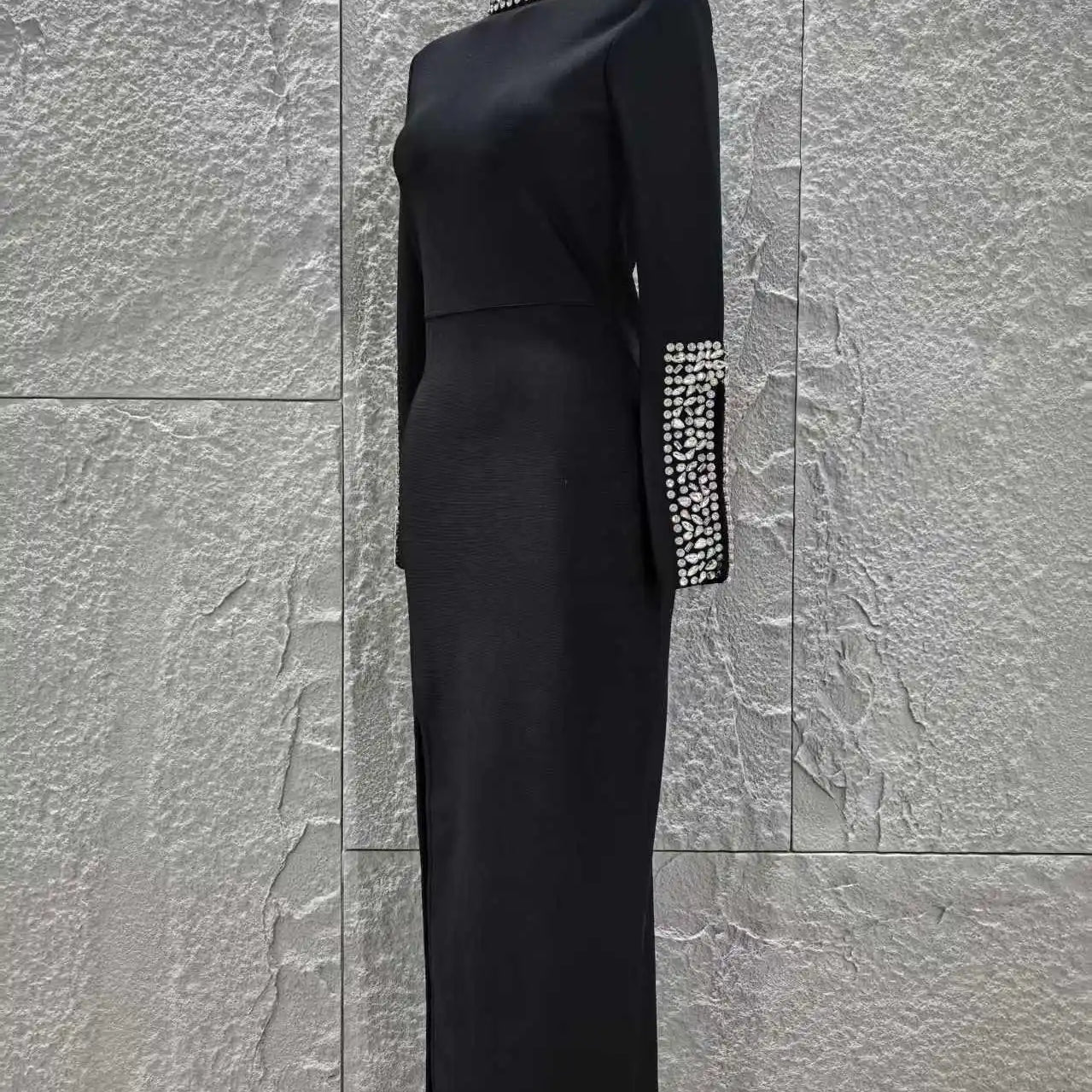 Women Long Sleeve Sexy Shinning Crystal Bodycon Long Bandage Dress Evening Party Celebrate Red Carpet Fashion Outfit Wholesale