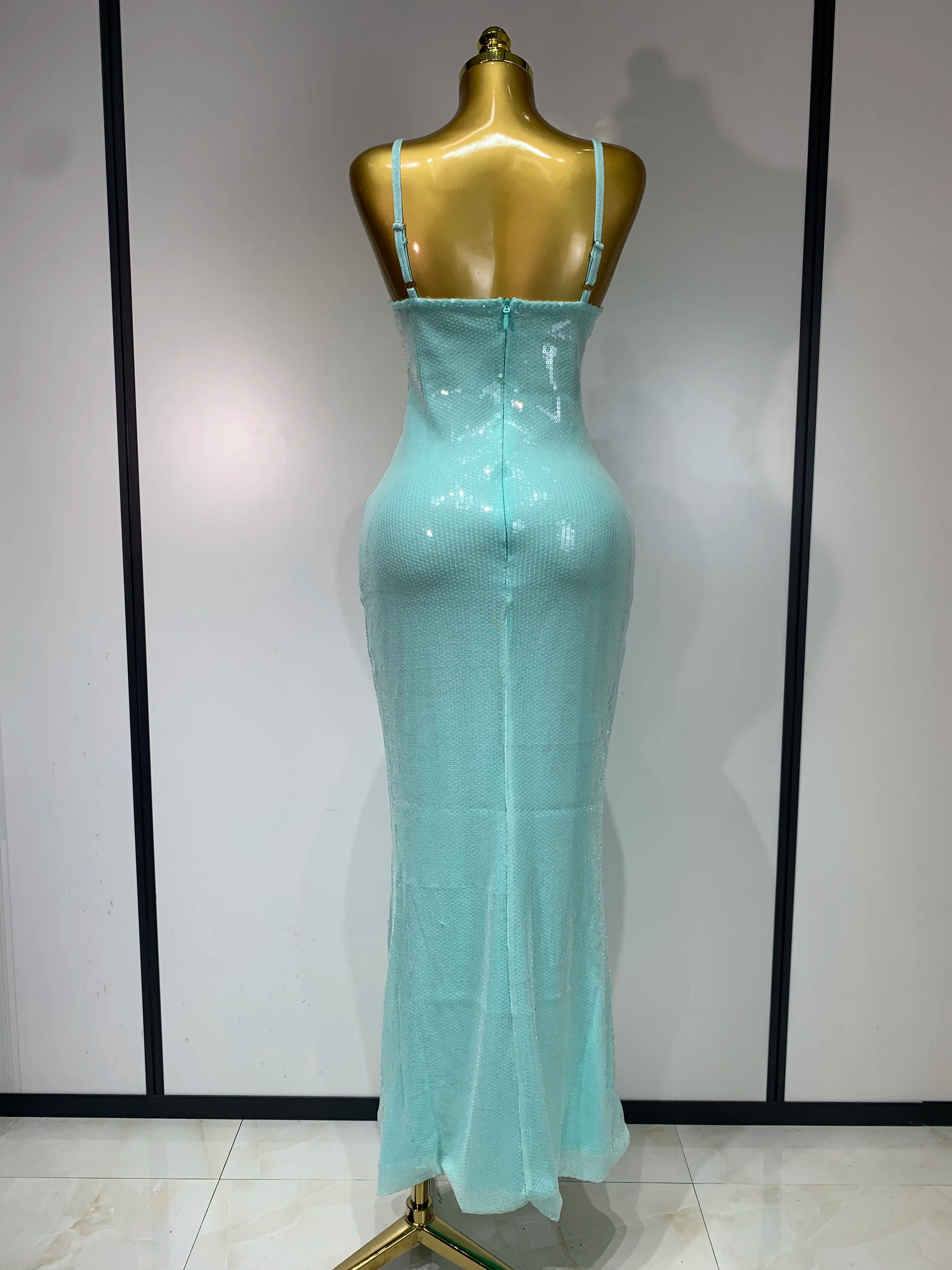 Women Sexy Sling V Neck Appliques Sequines Glitter Bodycon Long Dresses 2025 Luxury Birthday Party Celebrity Evening Prom Gown