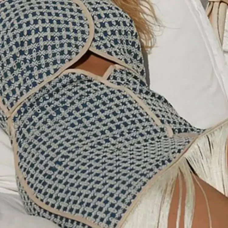 Tassels Sexy Cut Out Off Shoulder Dresses For Women Back Zipper Strapless Slim Sleeveless Patchwork Club Robe Lady Festival Robe