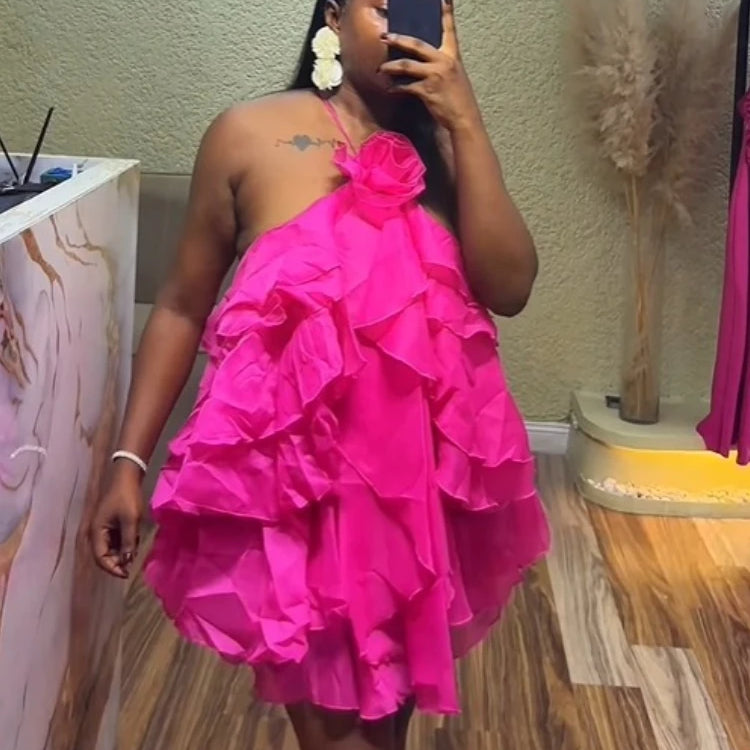 Women Sleeveless Cascading Ruffles Smock Big Swing Dress 2025 Birthday Vacation Street Summer Party Dresses Vestidos