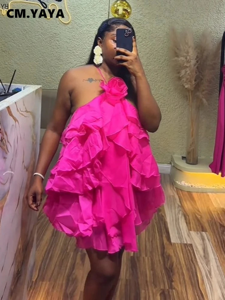 Women Sleeveless Cascading Ruffles Smock Big Swing Dress 2025 Birthday Vacation Street Summer Party Dresses Vestidos