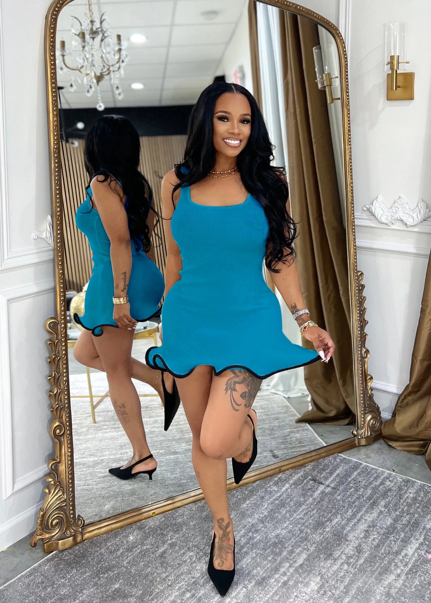 CM.YAYA Women Sleeveless O-neck Tank Mini Dress 2025 Summer Slim Sexy Sweet Club Party Evening High Street Ruffles Dresses