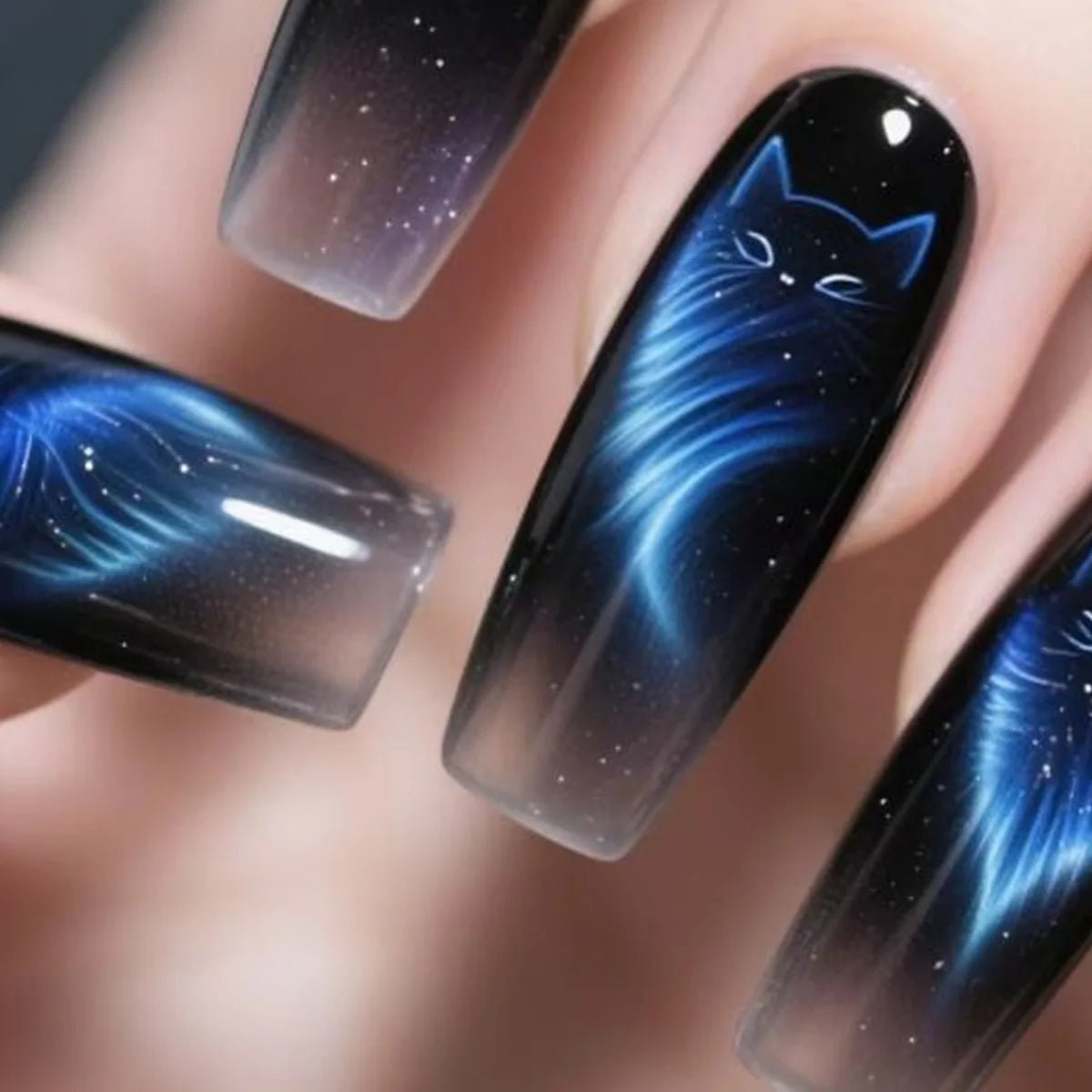 24pcs/set Medium long fake nails for women girls Y2K gradient purple blue yellow green square almond tips press on false nails 2576