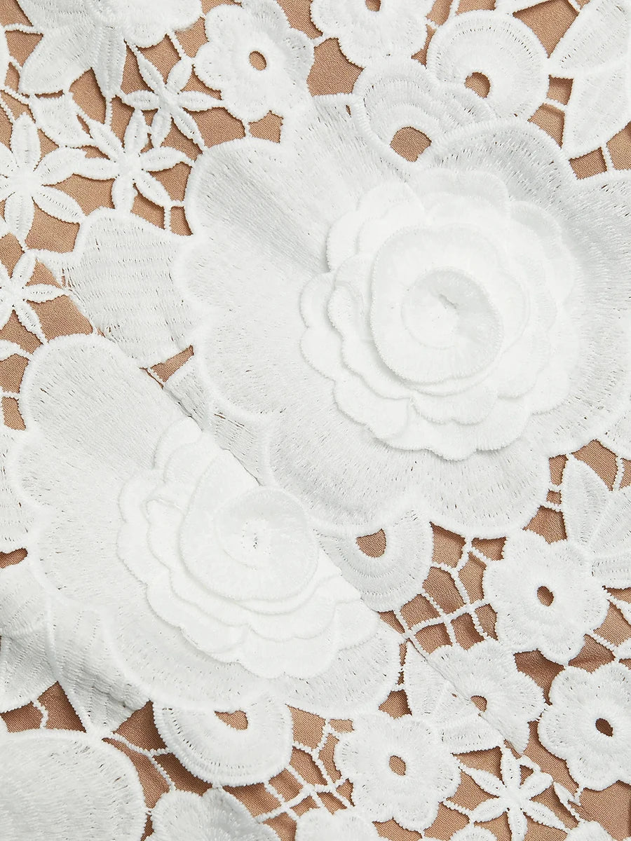 Solid Slimming Hollow Out Dresses for Women Halter Neck Sleeveless Patchwork Appliques Elegant Dress Female Fashion