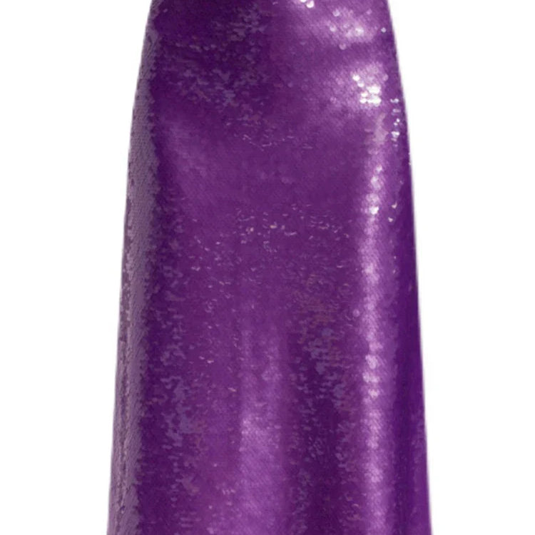 DEAT Fashion Women's Skirt Fit High Waist A-line Sequin Mid-calf Purple Versatile Skirts Female Summer New Tide 17A9008