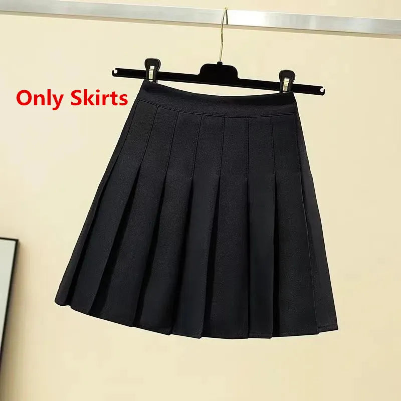 Women's Autumn Winter Lucky Red Sweater Shirt Pleated Mini Skirts 1 or 3 PCS Set Korean Lady Casaul Joker Knit Tops Skirt Outfit Only Skirts