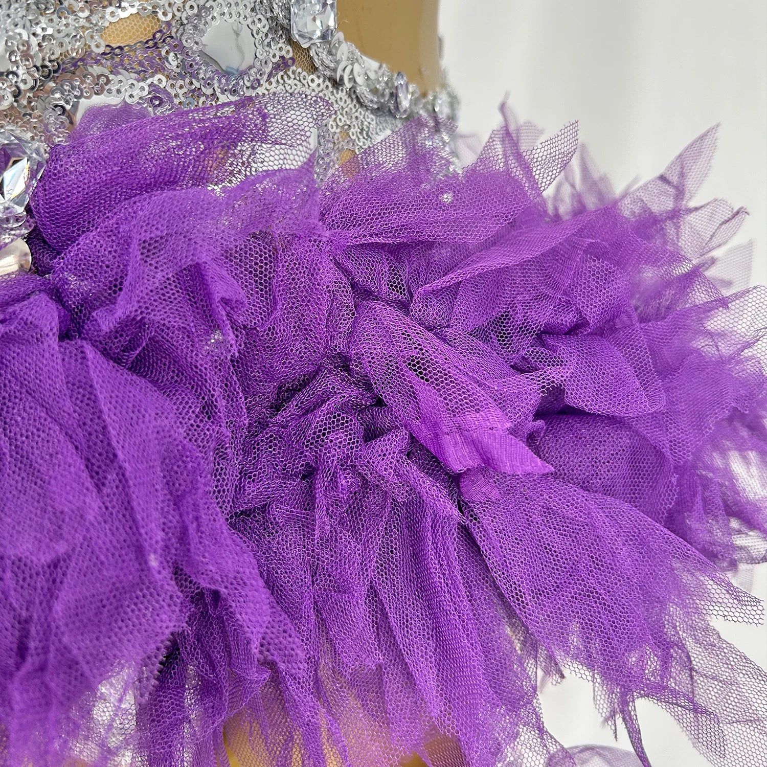 Sparkly Purple Sequins Leotard Bling Sexy Dance Fringes Bodysuit Costume Birthday Outfit Singer Stage Wear Yuanjing