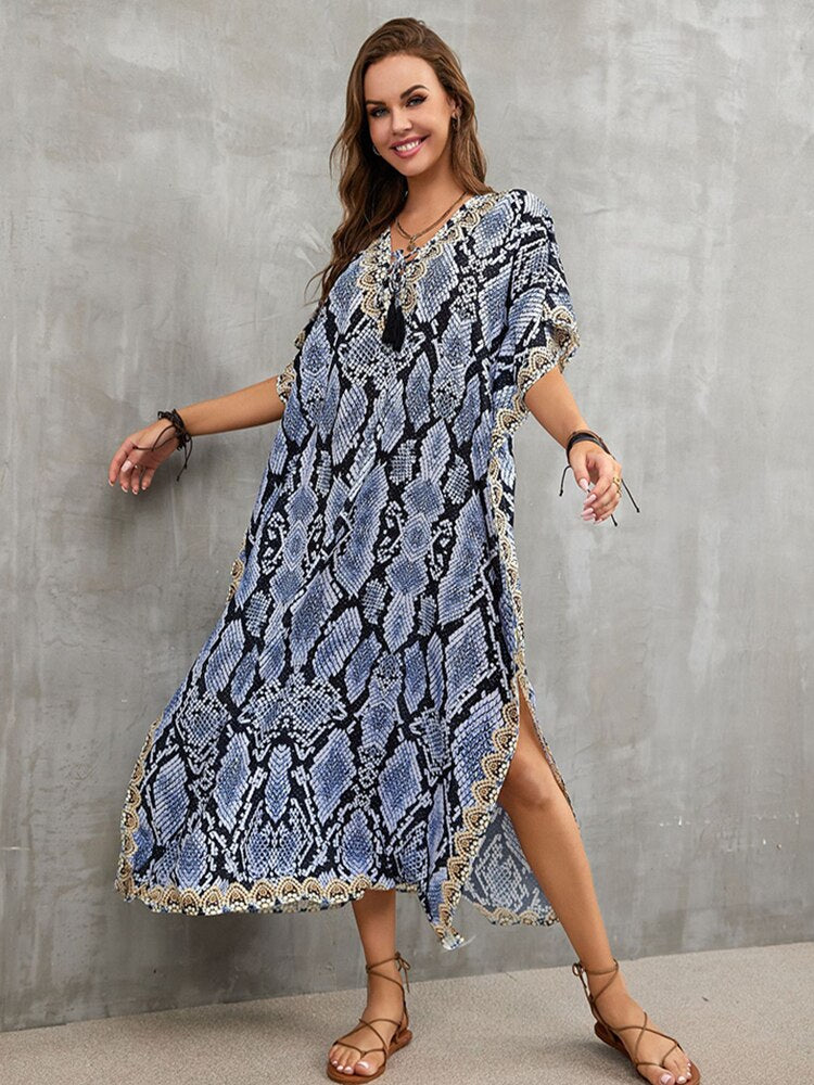 Plus Size Beach Cover Up Robe Plage Pareo Long Dress Summer Beachwear Swimsuit Cover Up Tunic For Beach Kaftan Dress Color 12 One Size