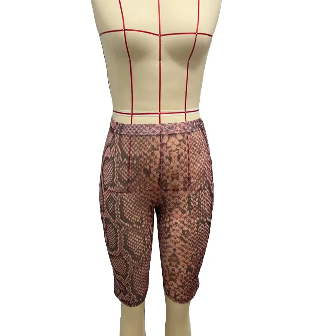 Women Fashion Sexy Party Clubwear Mesh See Though Pants Capris 2025 Summer Leopard Print Leggings Street Trousers