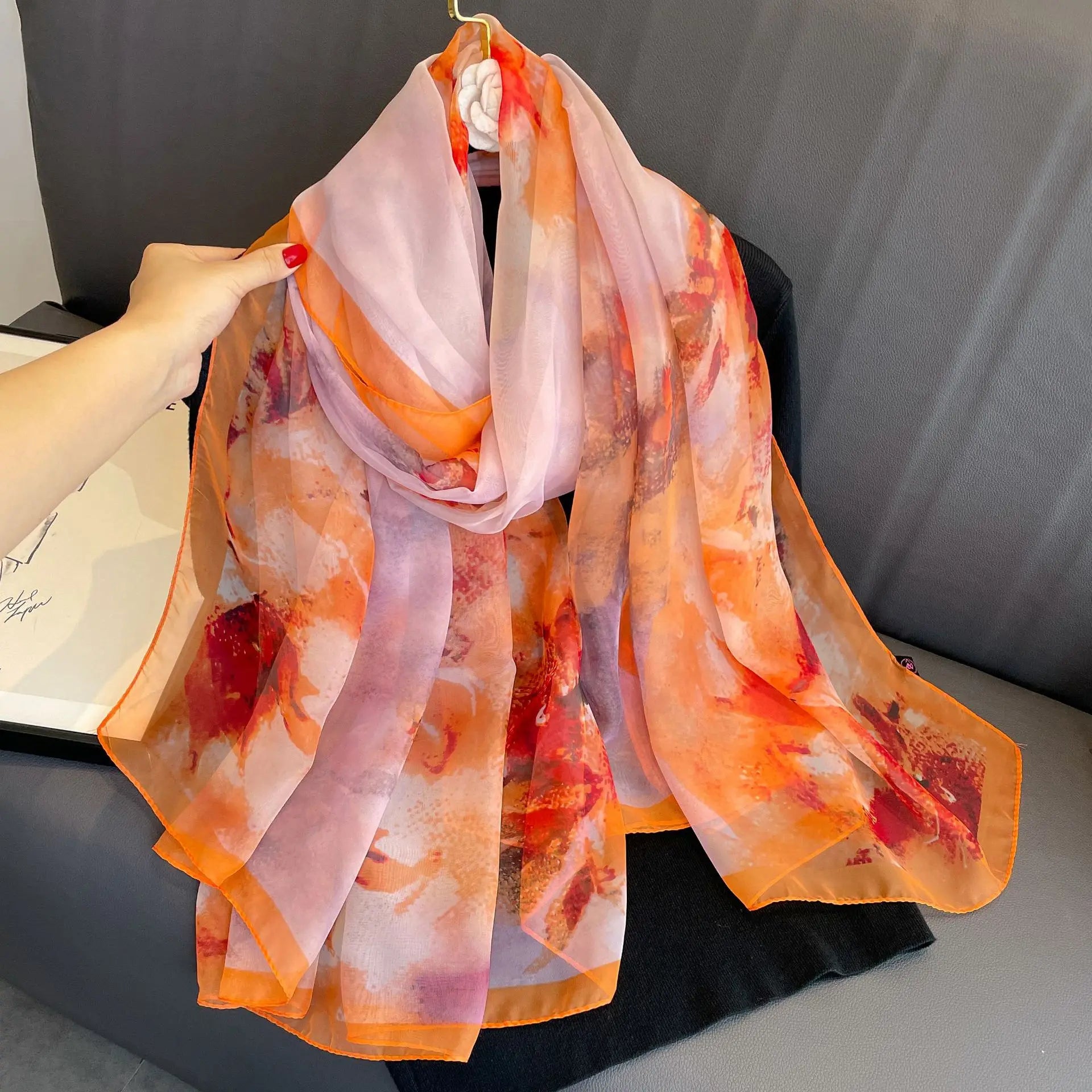 Silk Scarf Foulard Female Headbanda Luxury Hijab Women Soft Warm Pashmina Beach Scarves Echarpe Shawl Large Wrap Echarpe Bandana see chart 63