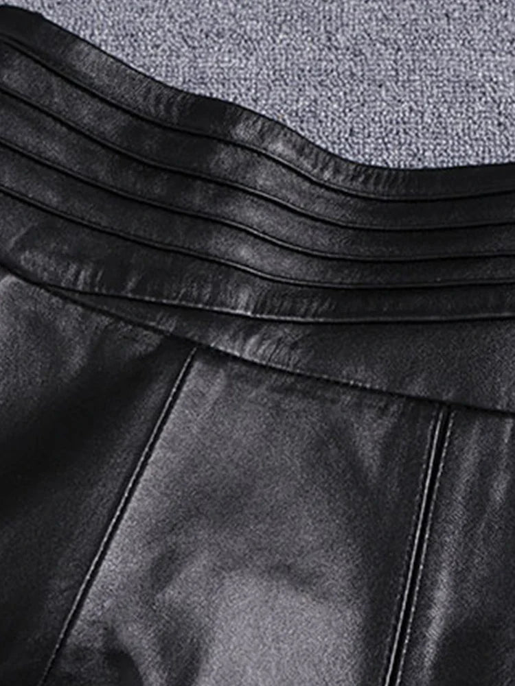 Spring Autumn Fitted Black Soft Stretchy Pu Leather Pencil Pants Leggings Women High Waist Elegant Bottoms 2022 Fashion