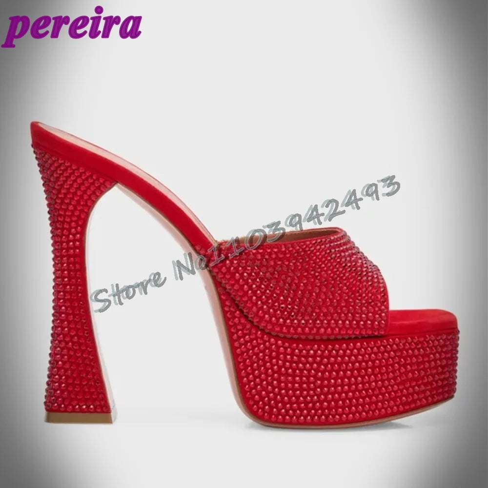 Black Velvet Platform Sandals Square Chunky Heels Women's High Heel Shoes for Party Wedding Female Dress Shoe Platform Sandals w rose red