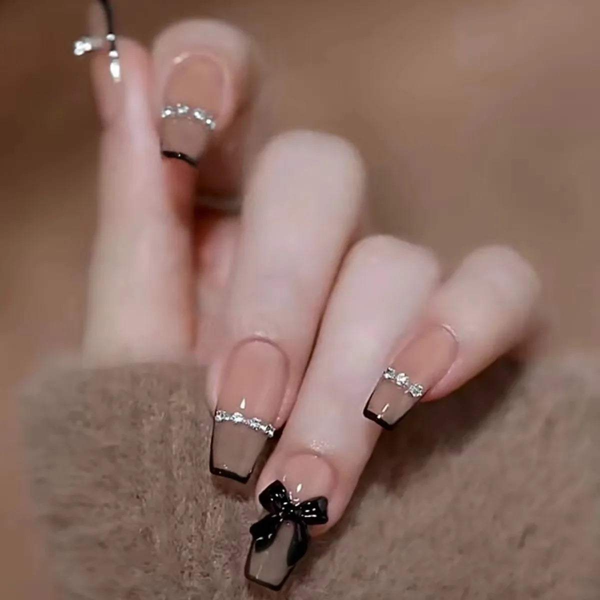 24Pcs Red Fake Nails with 3D White Flower Design Mid Length Coffin Press on Nails Wearable Korean Sweet Flower False Nails 9