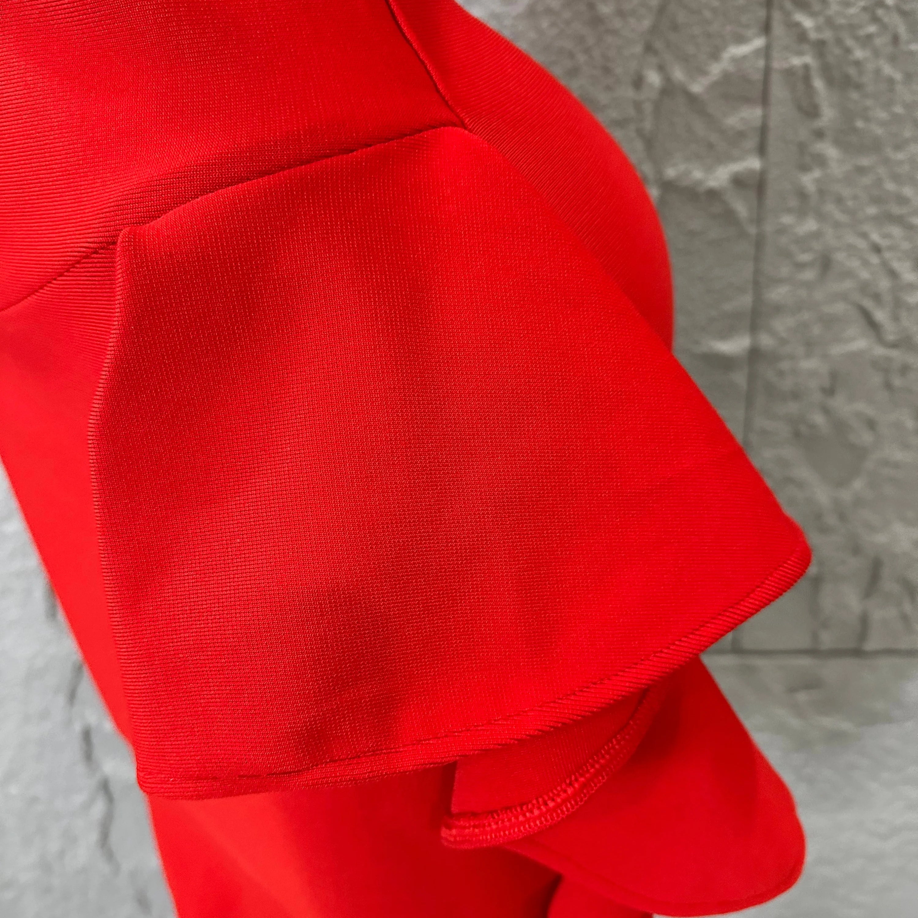 Elegant Black Red Off-Shoulder Mini Dress Women Sexy Crystal Embellished Ruffle Waist Bodycon Outfit Formal Event Party Costume