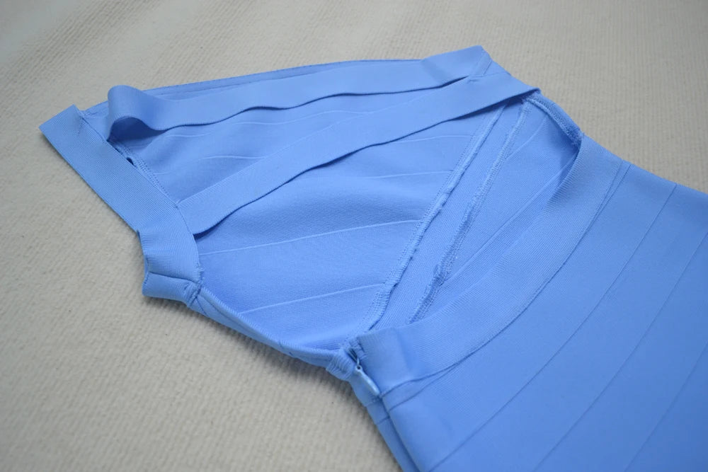 2025 Elegant Women's Single Shoulder Sleeveless Bandage Dress with Diagonal Collar Bodycon Bareback Split and Knee Dress Vestido