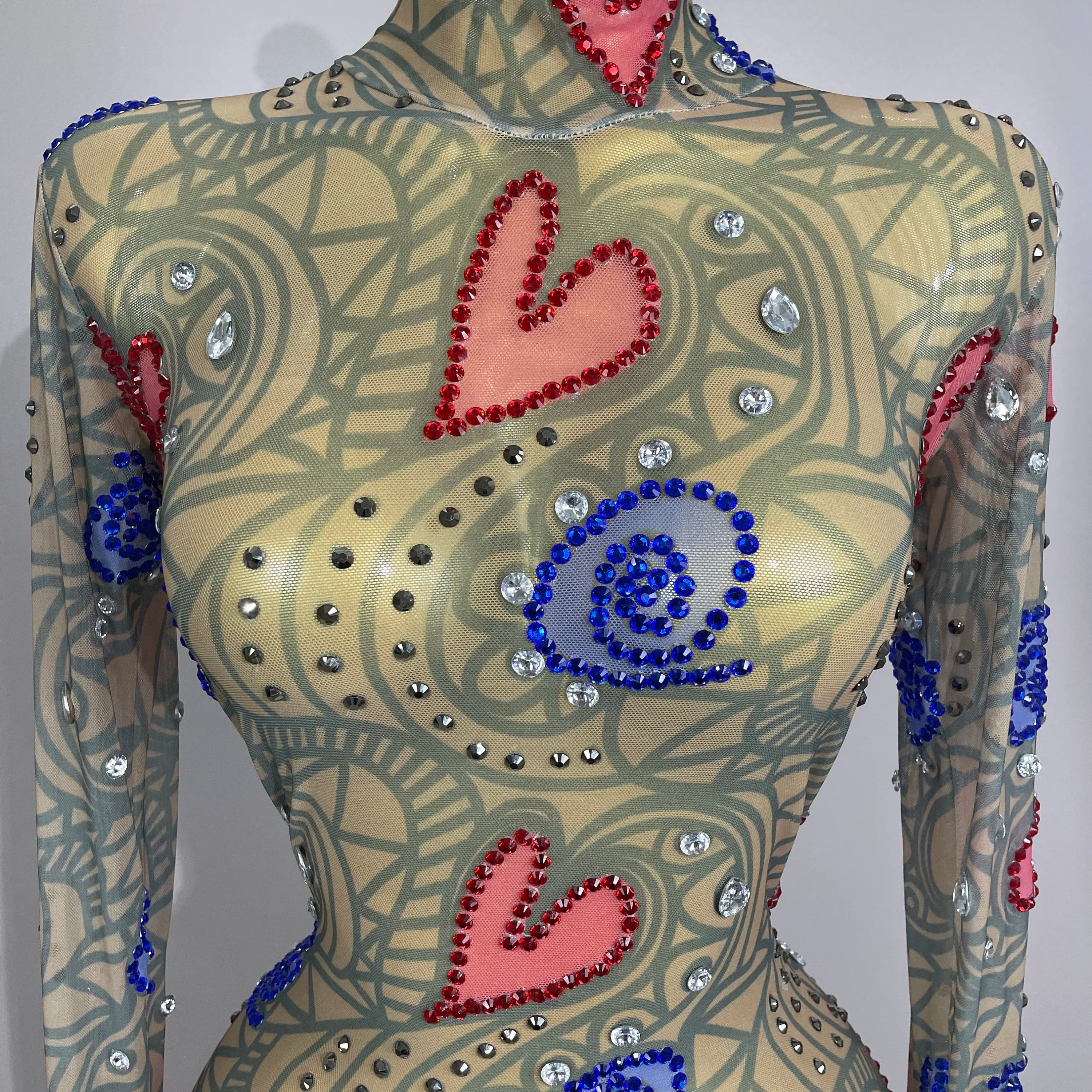 2025 New Sparkly Diamond High Neck Sexy Mesh Wrap Hip Long Dress Host Annual Meeting Party Nightclub Bar Performance Costume