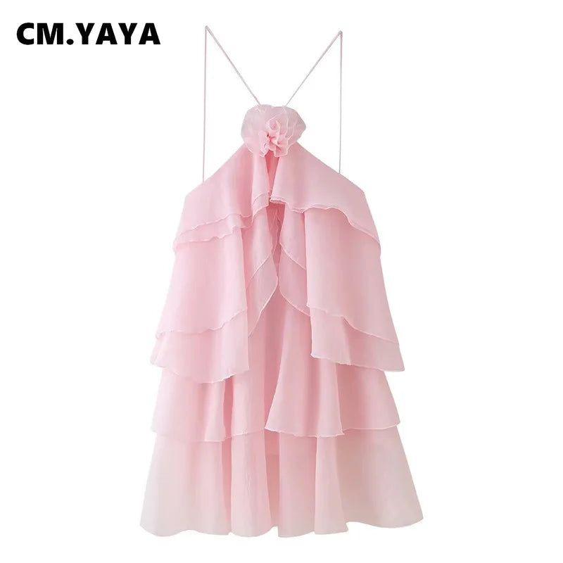 Women Sleeveless Cascading Ruffles Smock Big Swing Dress 2025 Birthday Vacation Street Summer Party Dresses Vestidos