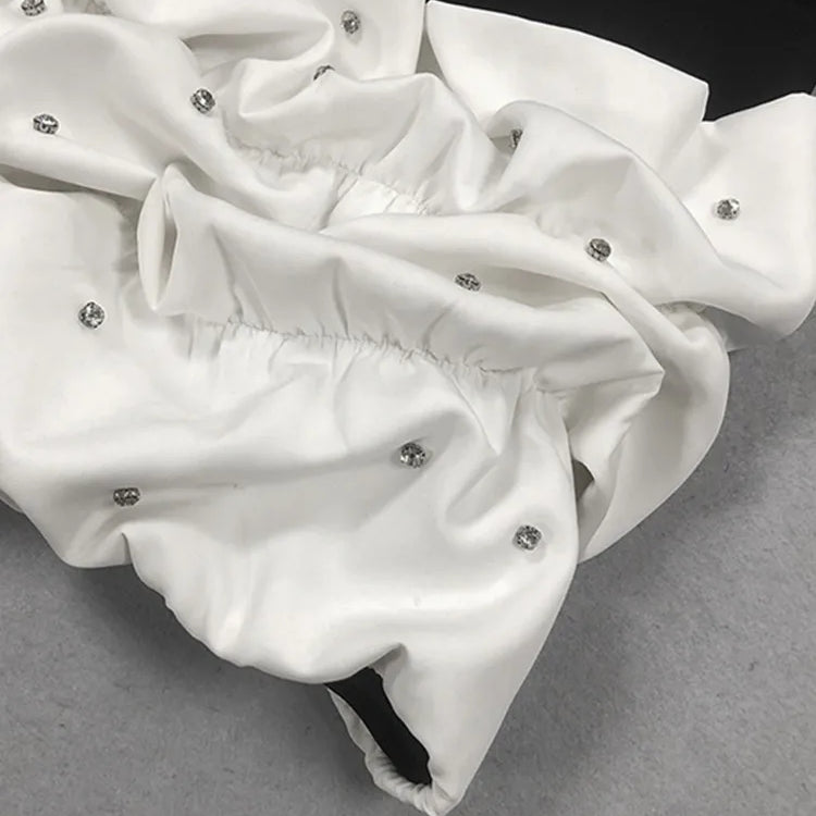 Women Winter Celebrity Sexy Long Sleeve Diamonds Beading Black Mini Bodycon Bandage Dress 2025 Elegant Evening Club Party Dress