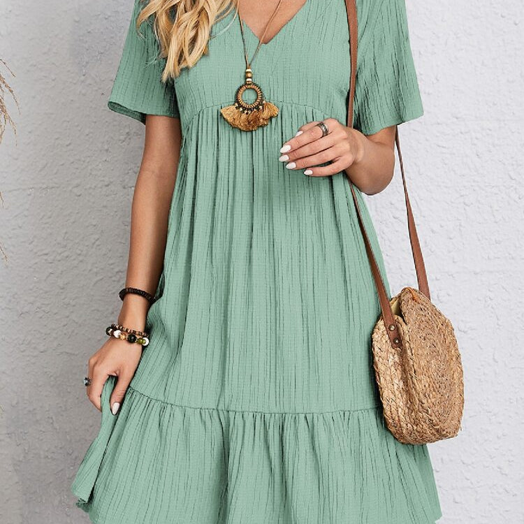 Women's Mini Dress 2024 Summer Casual O Neck Sleeveless A-line Dresses Female Fashion Holiday Beach Party Loose Dresses Vestidos EA04632-Light green