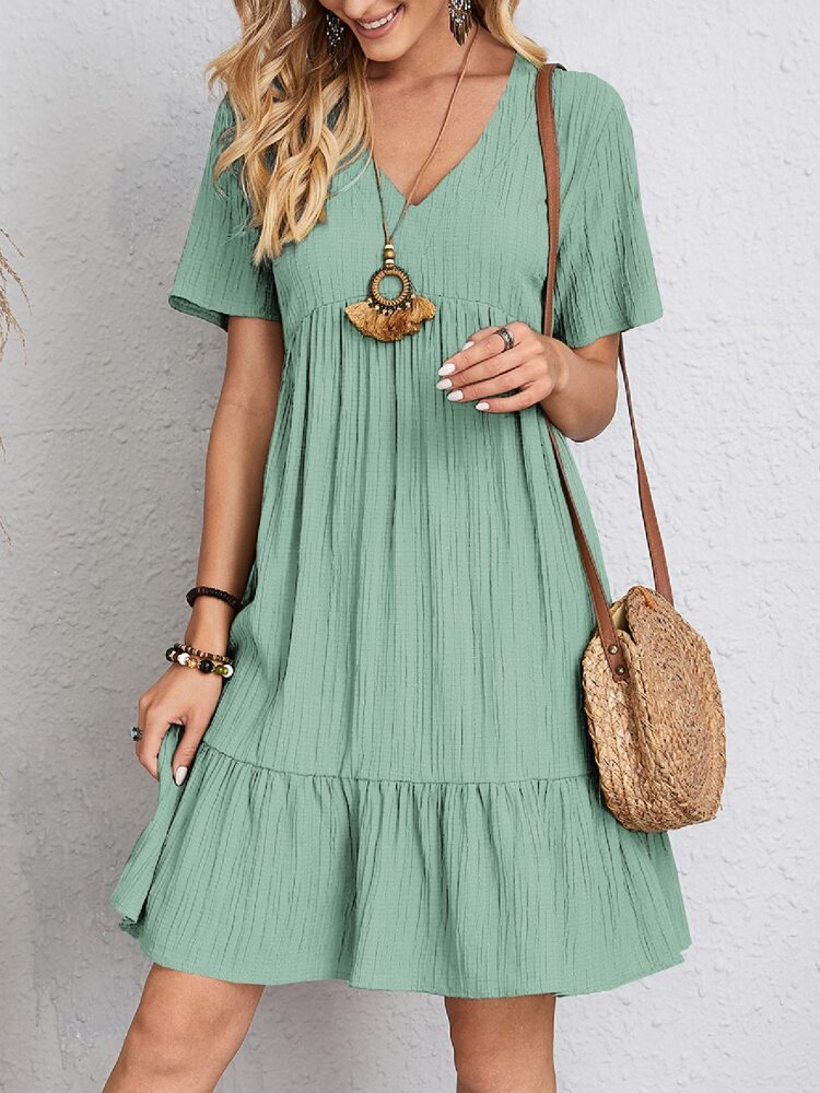 Women's Mini Dress 2024 Summer Casual O Neck Sleeveless A-line Dresses Female Fashion Holiday Beach Party Loose Dresses Vestidos EA04632-Light green