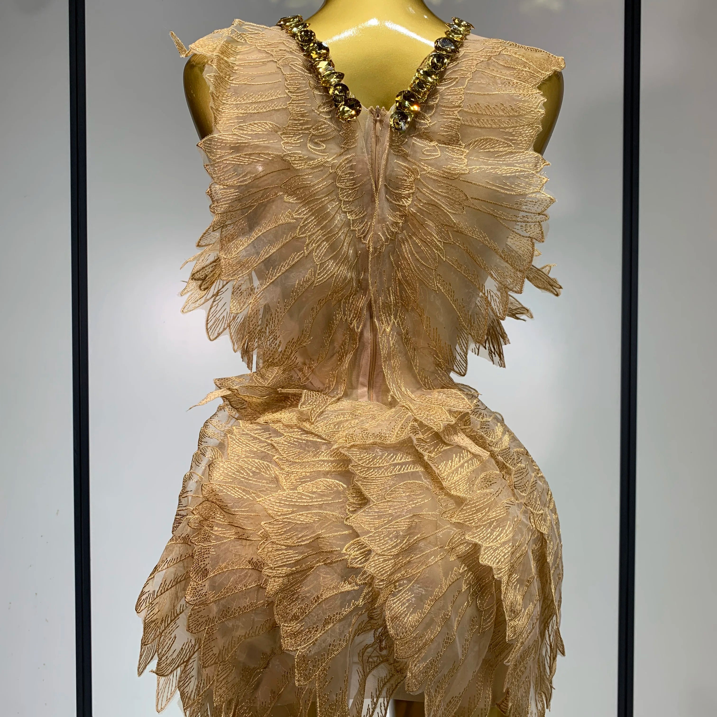 Women Sexy Mesh See Though Crystal Bodycon Mini Dress Celebrate Birthday Party Nightclub Hotwife Outfit Singer Stage Costume