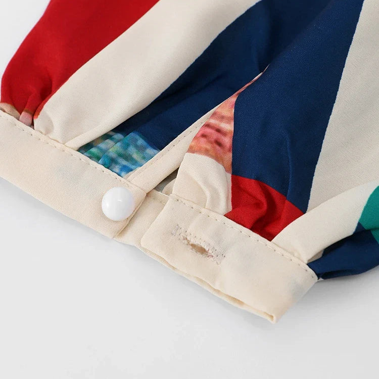 Vintage Printed Pleated Suit Dress Shoulder Pads Puff Sleeve V-neck Top High Waist Skirt Female New Spring Autumn Lady Suit