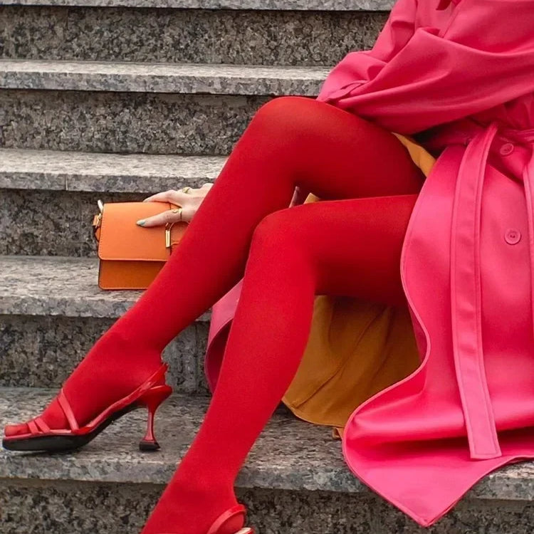 New Red Pantyhose Female Year Red Socks Tights Women Stockings Slim Lingerie Anti-hook Silk Velvet Wedding Bride's Leggings ##