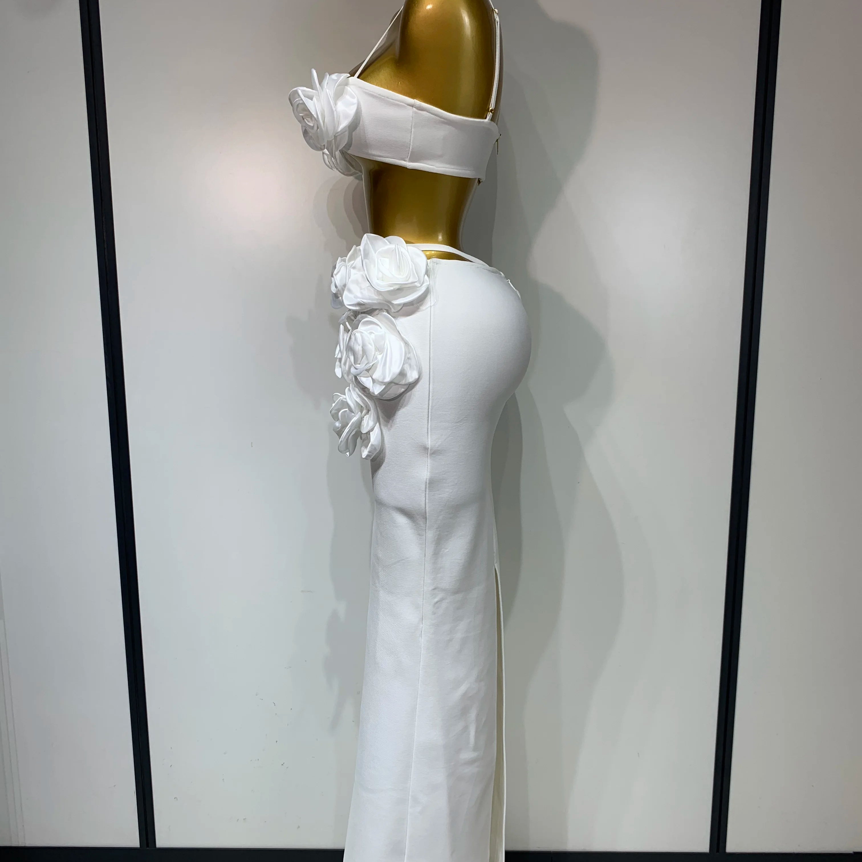 Women Sexy Camisole Floral Bandage Long Skirts Two Piece Set 2025 Celebrity Elegant Party Cocktail Prom Gown Nightclub Outfit