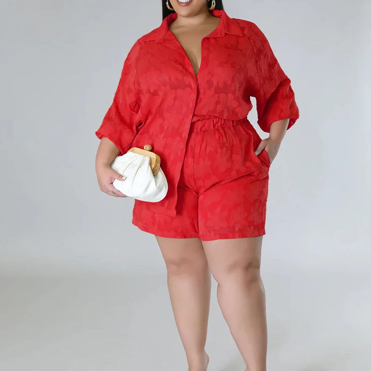 Wmstar Plus Size Two Piece Sets Women New Matching Sets Loose Shirts Top Shorts Tracksuit Casual Summer Wholesale Dropshipping