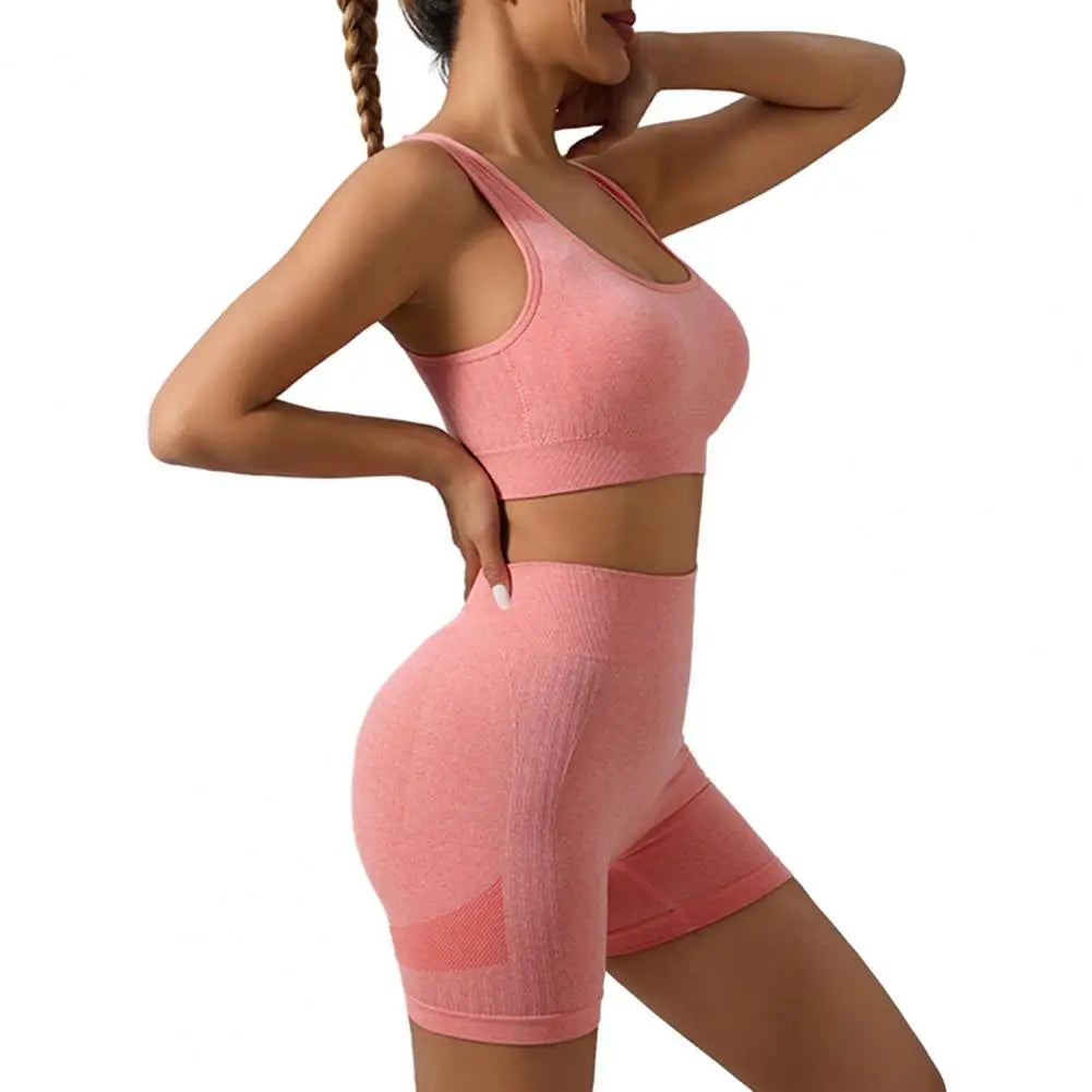Women Sports Suit Yoga Outfit Exercise Set for Women High Waist Leggings Sports Bra Fitness Outfit for Gym Workout Yoga Bra Pink
