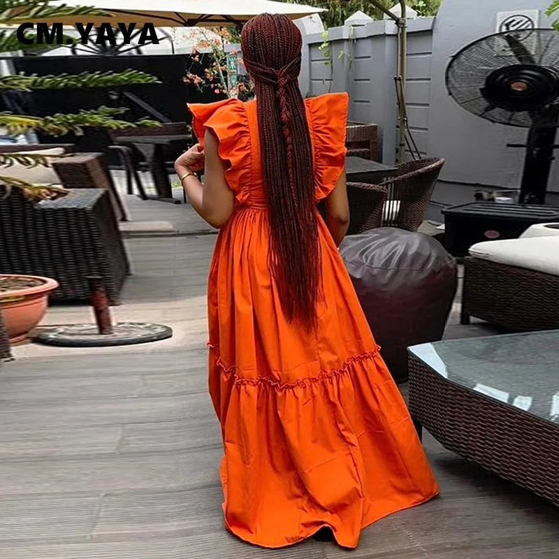 2024 Summer Ruffles Short Sleeve Sweet Cute O-Neck Floor-Length Long Women Dress Beach Streetwear Big Swing Maxi Dresses