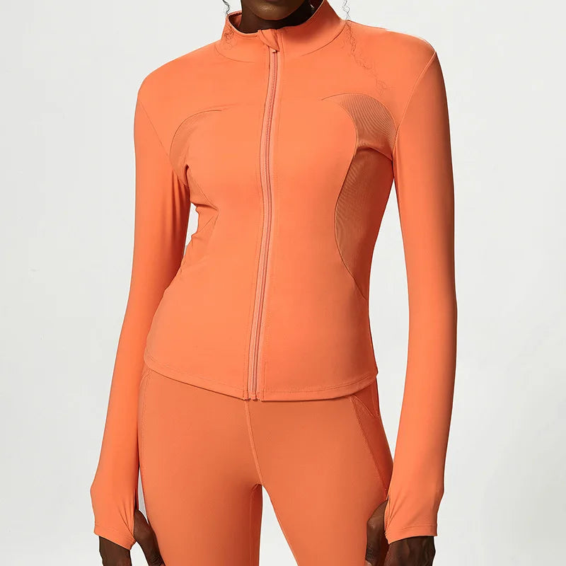 Plus Size Tracksuits Women's Yoga Set Sports Gym Jackets + Bra + Leggings Clothes for Women Sport Outfit Fitness Suit Orange Top