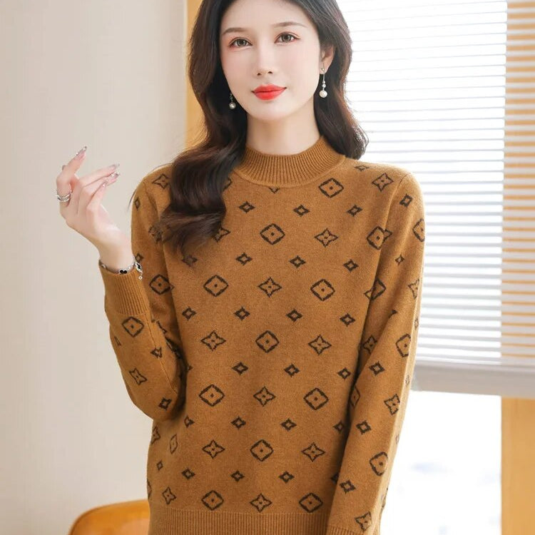 XJXKS 2024 Winter Warm Wool Knit Pullover Women's Turtleneck Sweaters Comforts Soft Knitwears Jumper Tops