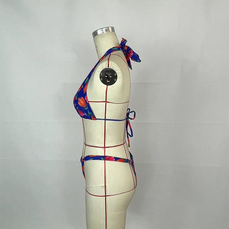 Sexy Bikini Two Piece Set summer beach bikini Printing Triangle Bathing Suit Beachwear For Female