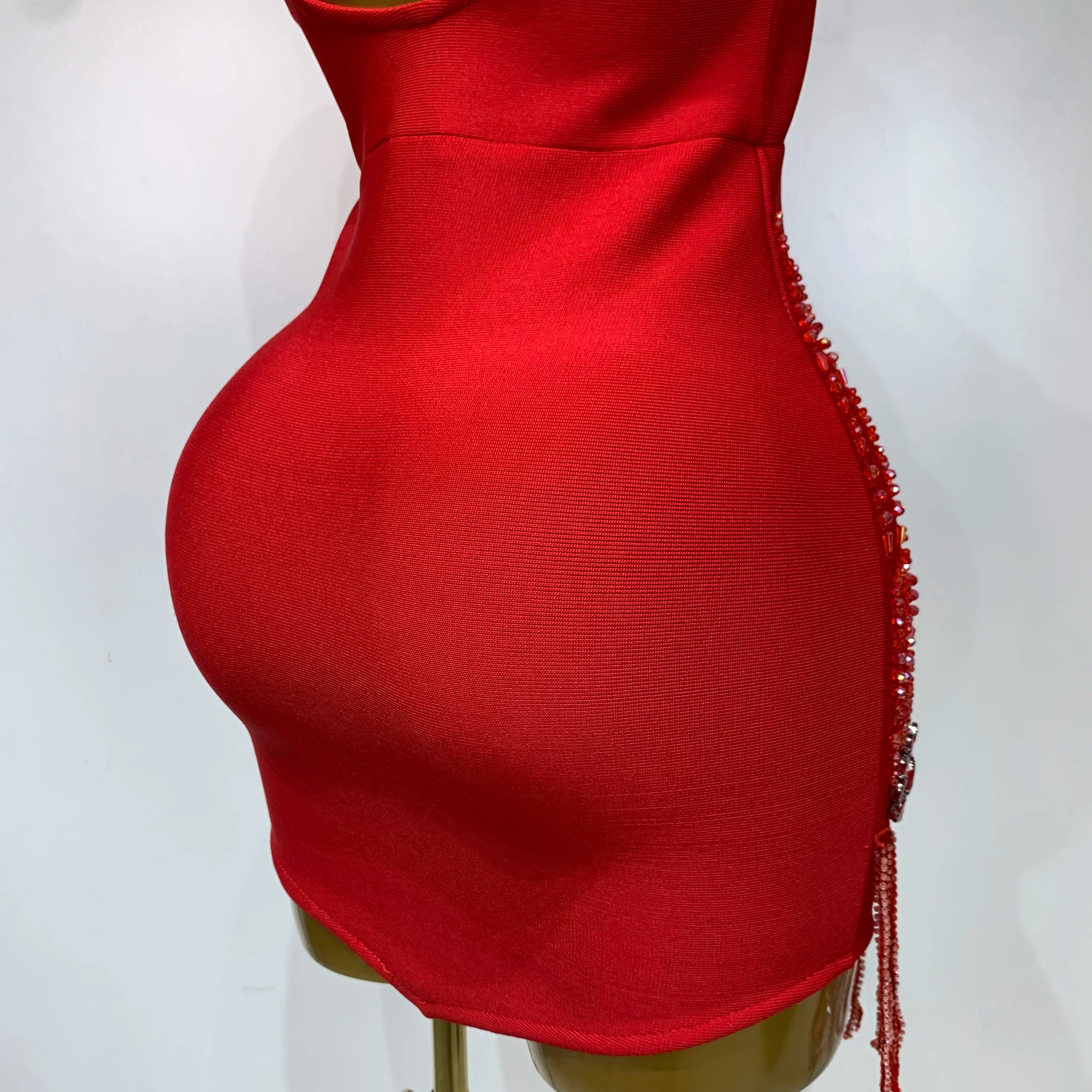 Women Sexy Sleeveless Bandage Dresses Fashion Beading Tassel Clothes Club Evening Party Birthday Elegant Bodycon Dresses
